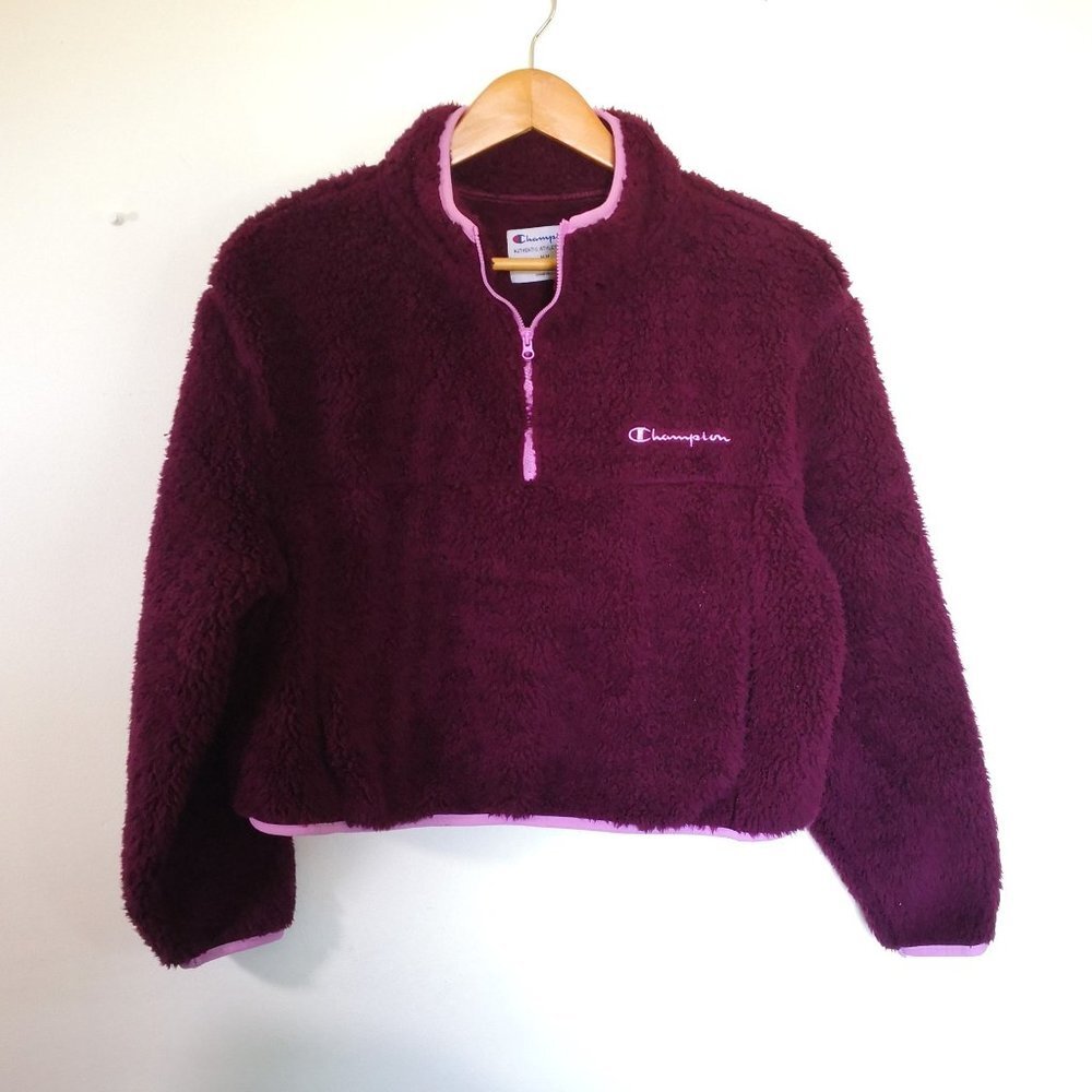 Champion‎ Cropped Fleece Jacket Burgundy Size M